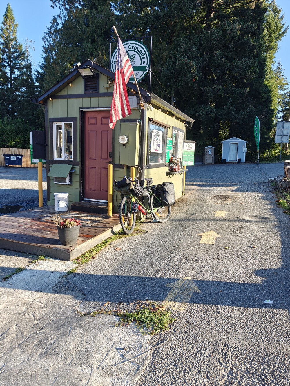 Typically Drive through coffee shop... Or cycle through I guess.
